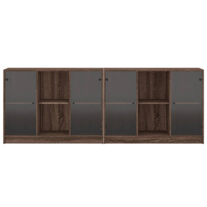 vidaXL Bookcase with Doors Brown Oak 204x37x75 cm Engineered Wood