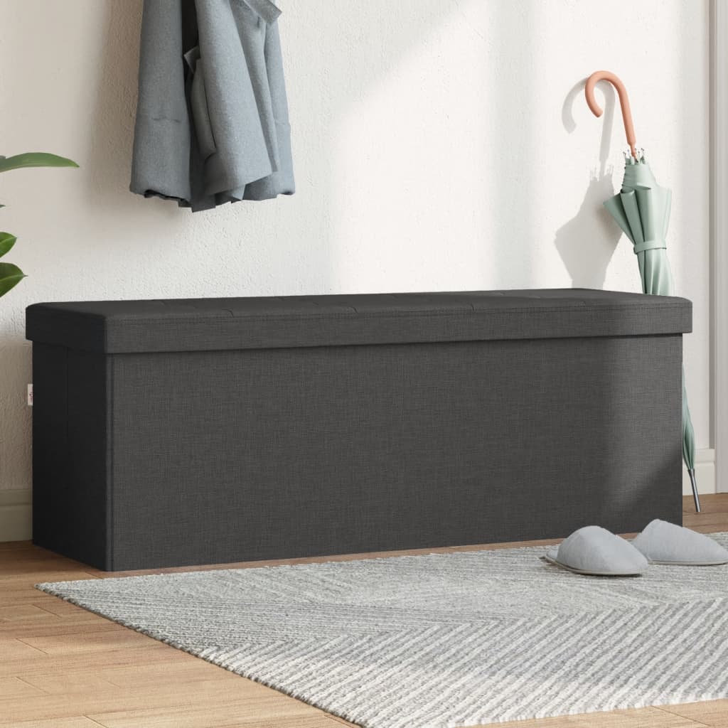 vidaXL Storage Bench Foldable Dark Grey Faux Linen