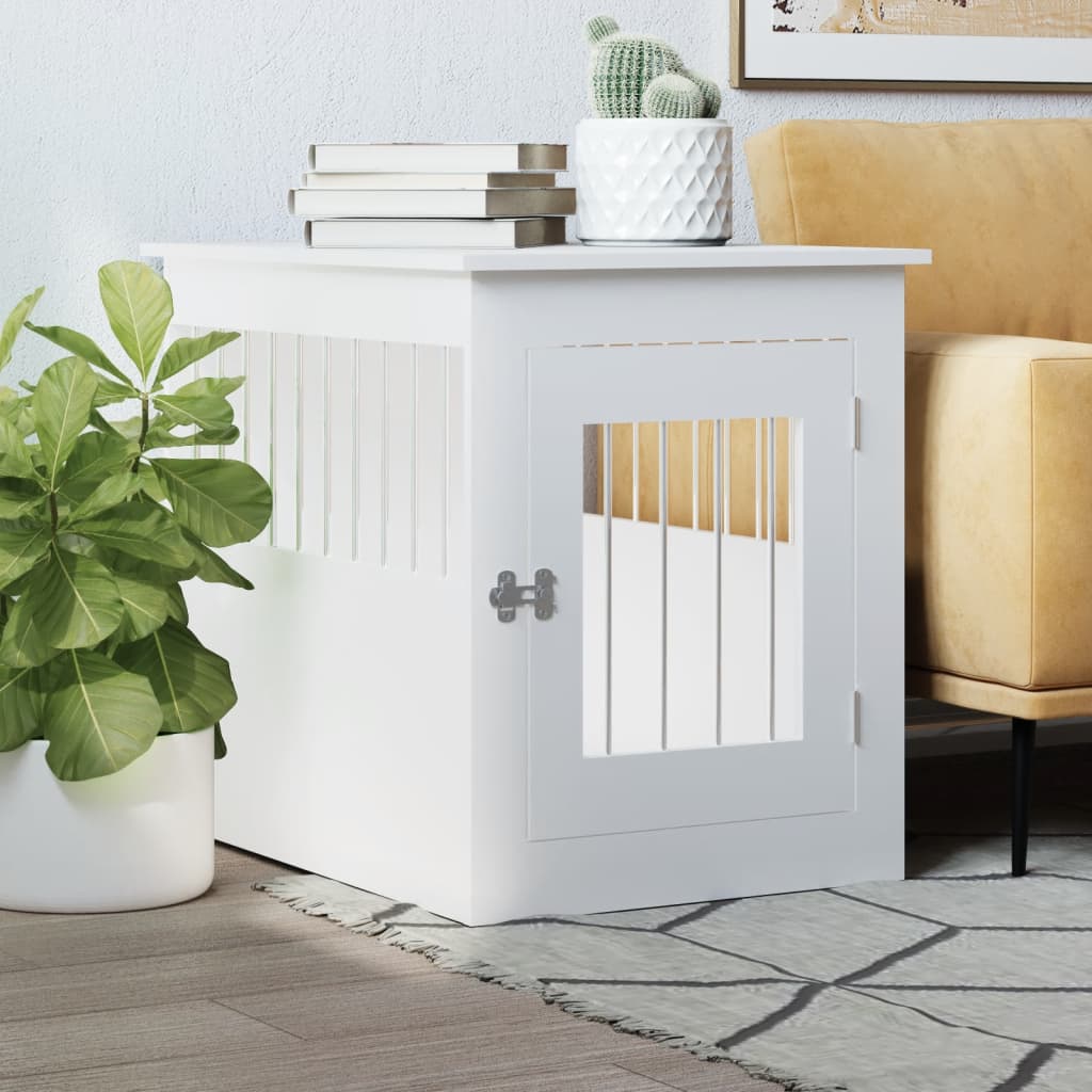 vidaXL Dog Crate Furniture White 55x75x65 cm Engineered Wood