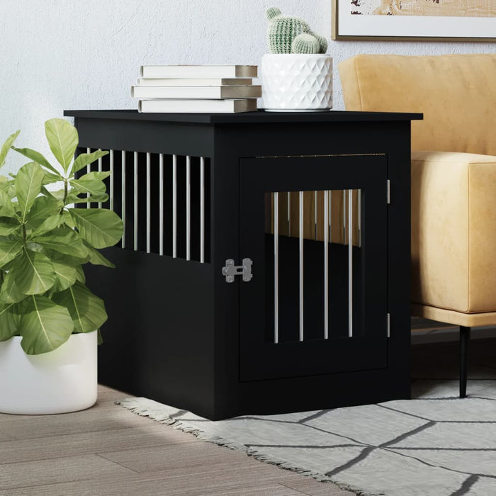 vidaXL Dog Crate Furniture Black 55x75x65 cm Engineered Wood