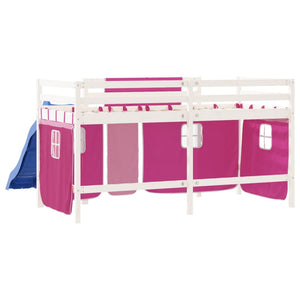 vidaXL Kids' Loft Bed with Curtains without Mattress Pink 80x200 cm