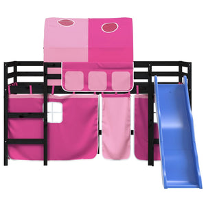 vidaXL Kids' Loft Bed with Tunnel without Mattress Pink 80x200 cm