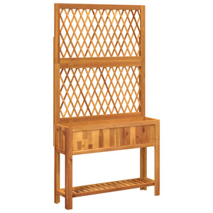 vidaXL Planter with Trellis and Shelf 100x32x185 cm Solid Wood Acacia