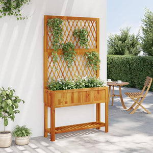 vidaXL Planter with Trellis and Shelf 100x32x185 cm Solid Wood Acacia