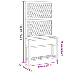 vidaXL Planter with Trellis and Shelf 100x32x185 cm Solid Wood Acacia