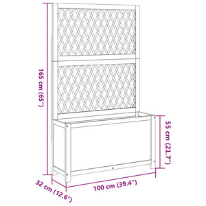 vidaXL Planter with Trellis 100x32x165 cm Solid Wood Acacia