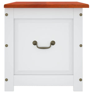 vidaXL Storage Chest with Lid Brown and White Solid Wood Acacia