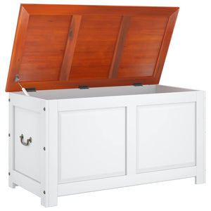 vidaXL Storage Chest with Lid Brown and White Solid Wood Acacia