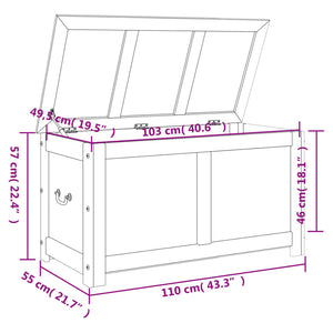 vidaXL Storage Chest with Lid Brown and White Solid Wood Acacia