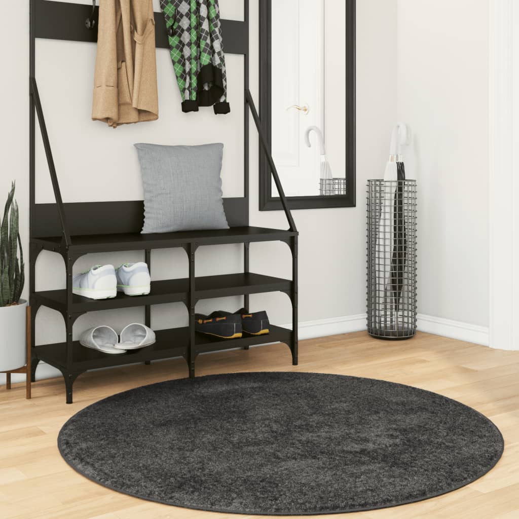 vidaXL Shaggy Rug PAMPLONA High Pile Modern Anthracite Ø 120 cm