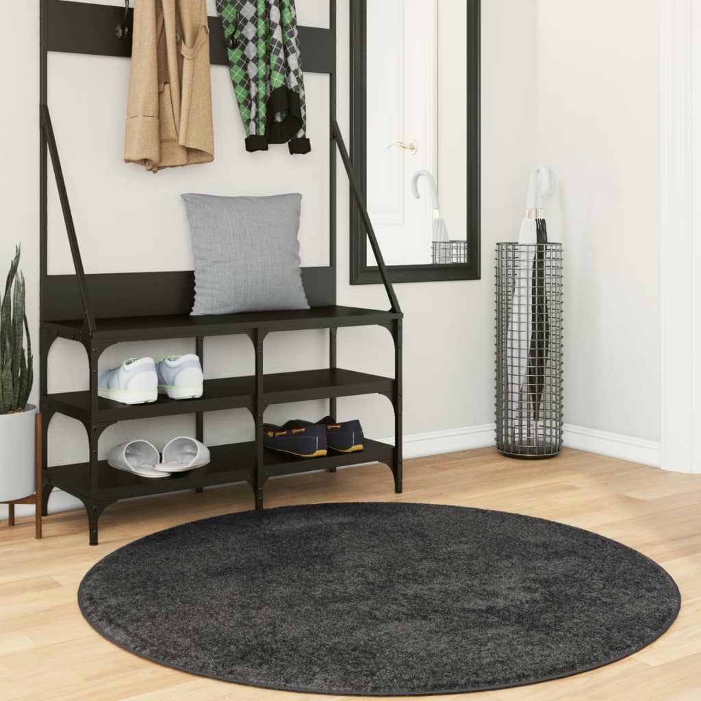 vidaXL Shaggy Rug PAMPLONA High Pile Modern Anthracite Ø 160 cm