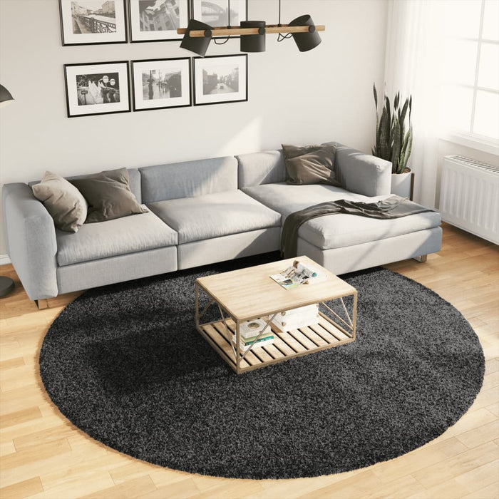 vidaXL Shaggy Rug PAMPLONA High Pile Modern Anthracite Ø 240 cm