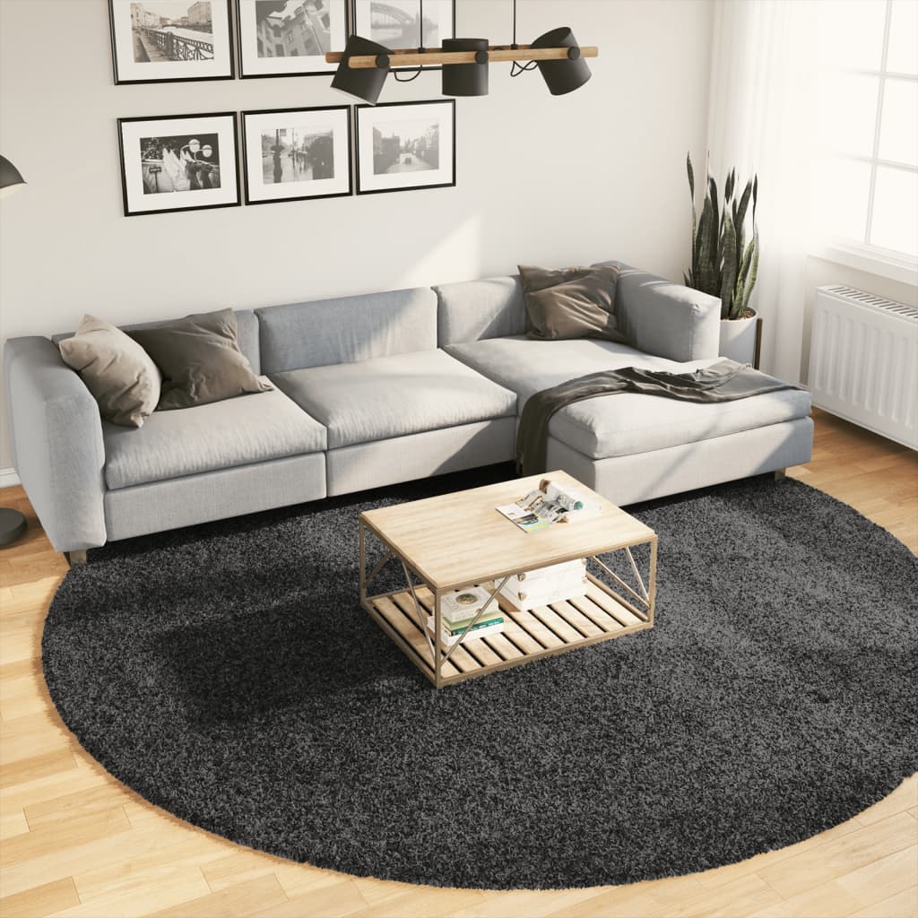 vidaXL Shaggy Rug PAMPLONA High Pile Modern Anthracite Ø 280 cm