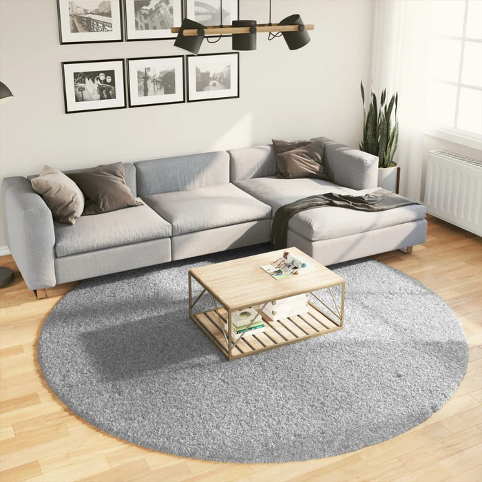 vidaXL Shaggy Rug PAMPLONA High Pile Modern Grey Ø 240 cm