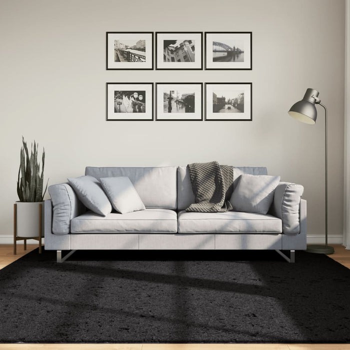 vidaXL Shaggy Rug PAMPLONA High Pile Modern Black 200x200 cm