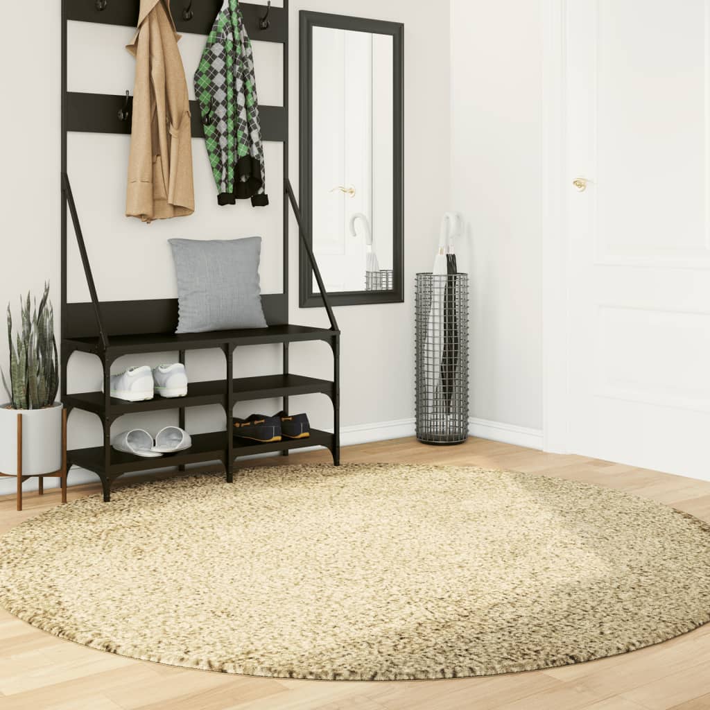 vidaXL Shaggy Rug PAMPLONA High Pile Modern Gold Ø 200 cm