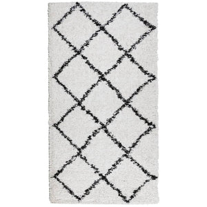 vidaXL Shaggy Rug PAMPLONA High Pile Modern Cream and Black 60x110 cm