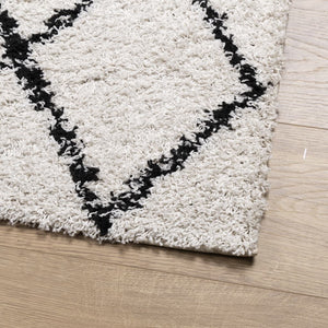 vidaXL Shaggy Rug PAMPLONA High Pile Modern Cream and Black 60x110 cm