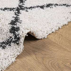 vidaXL Shaggy Rug PAMPLONA High Pile Modern Cream and Black 60x110 cm