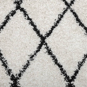 vidaXL Shaggy Rug PAMPLONA High Pile Modern Cream and Black 60x110 cm