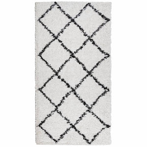 vidaXL Shaggy Rug PAMPLONA High Pile Modern Cream and Black 80x150 cm