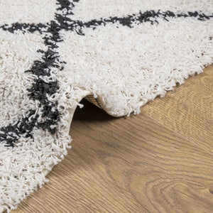 vidaXL Shaggy Rug PAMPLONA High Pile Modern Cream and Black 80x150 cm