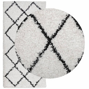 vidaXL Shaggy Rug PAMPLONA High Pile Modern Cream and Black 100x200 cm