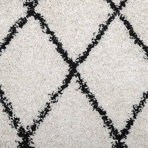 vidaXL Shaggy Rug PAMPLONA High Pile Modern Cream and Black 100x200 cm