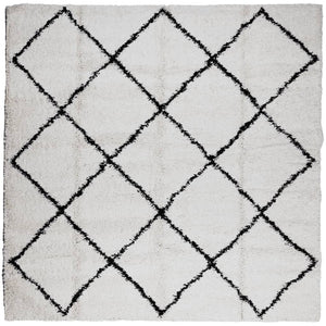 vidaXL Shaggy Rug PAMPLONA High Pile Modern Cream and Black 120x120 cm