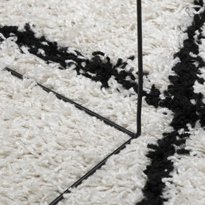 vidaXL Shaggy Rug PAMPLONA High Pile Modern Cream and Black 140x200 cm