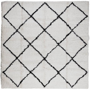 vidaXL Shaggy Rug PAMPLONA High Pile Modern Cream and Black 160x160 cm