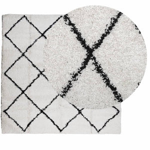 vidaXL Shaggy Rug PAMPLONA High Pile Modern Cream and Black 160x160 cm