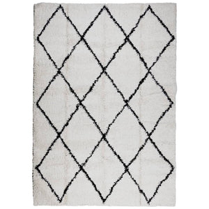 vidaXL Shaggy Rug PAMPLONA High Pile Modern Cream and Black 160x230 cm