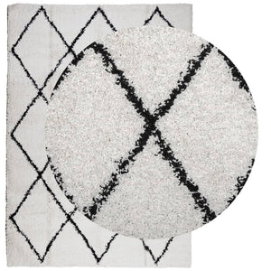 vidaXL Shaggy Rug PAMPLONA High Pile Modern Cream and Black 160x230 cm