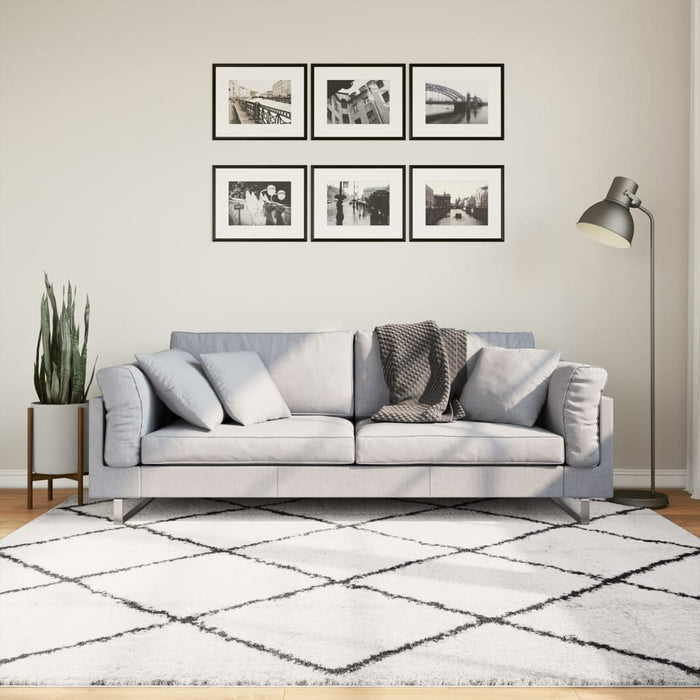 vidaXL Shaggy Rug PAMPLONA High Pile Modern Cream and Black 200x200 cm