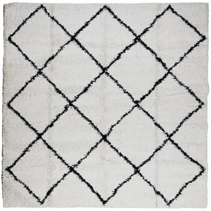 vidaXL Shaggy Rug PAMPLONA High Pile Modern Cream and Black 240x240 cm