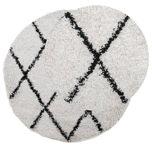 vidaXL Shaggy Rug PAMPLONA High Pile Modern Cream and Black Ø 80 cm