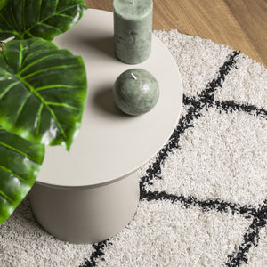 vidaXL Shaggy Rug PAMPLONA High Pile Modern Cream and Black Ø 80 cm