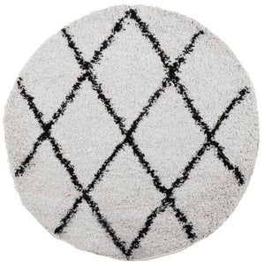 vidaXL Shaggy Rug PAMPLONA High Pile Modern Cream and Black Ø 100 cm