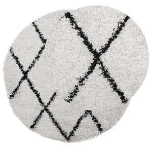 vidaXL Shaggy Rug PAMPLONA High Pile Modern Cream and Black Ø 100 cm