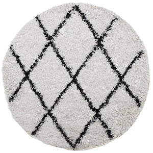 vidaXL Shaggy Rug PAMPLONA High Pile Modern Cream and Black Ø 160 cm