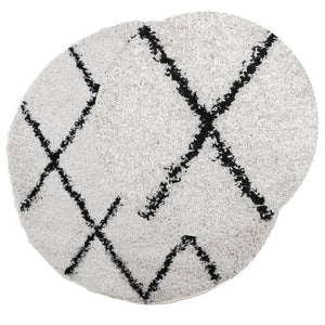 vidaXL Shaggy Rug PAMPLONA High Pile Modern Cream and Black Ø 160 cm