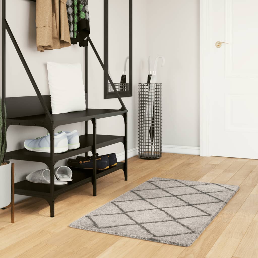 vidaXL Shaggy Rug PAMPLONA High Pile Modern Beige and Anthracite 60x110 cm