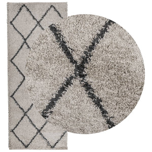 vidaXL Shaggy Rug PAMPLONA High Pile Modern Beige and Anthracite 80x200 cm