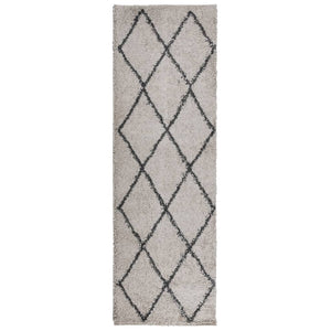 vidaXL Shaggy Rug PAMPLONA High Pile Modern Beige and Anthracite 80x250 cm