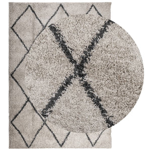 vidaXL Shaggy Rug PAMPLONA High Pile Modern Beige and Anthracite 120x170 cm