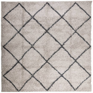 vidaXL Shaggy Rug PAMPLONA High Pile Modern Beige and Anthracite 160x160 cm