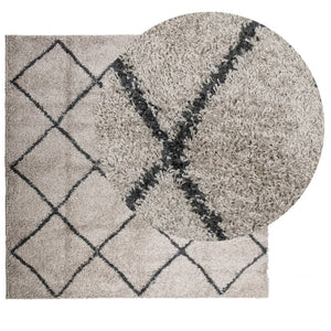 vidaXL Shaggy Rug PAMPLONA High Pile Modern Beige and Anthracite 160x160 cm