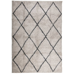 vidaXL Shaggy Rug PAMPLONA High Pile Modern Beige and Anthracite 160x230 cm