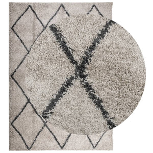 vidaXL Shaggy Rug PAMPLONA High Pile Modern Beige and Anthracite 160x230 cm